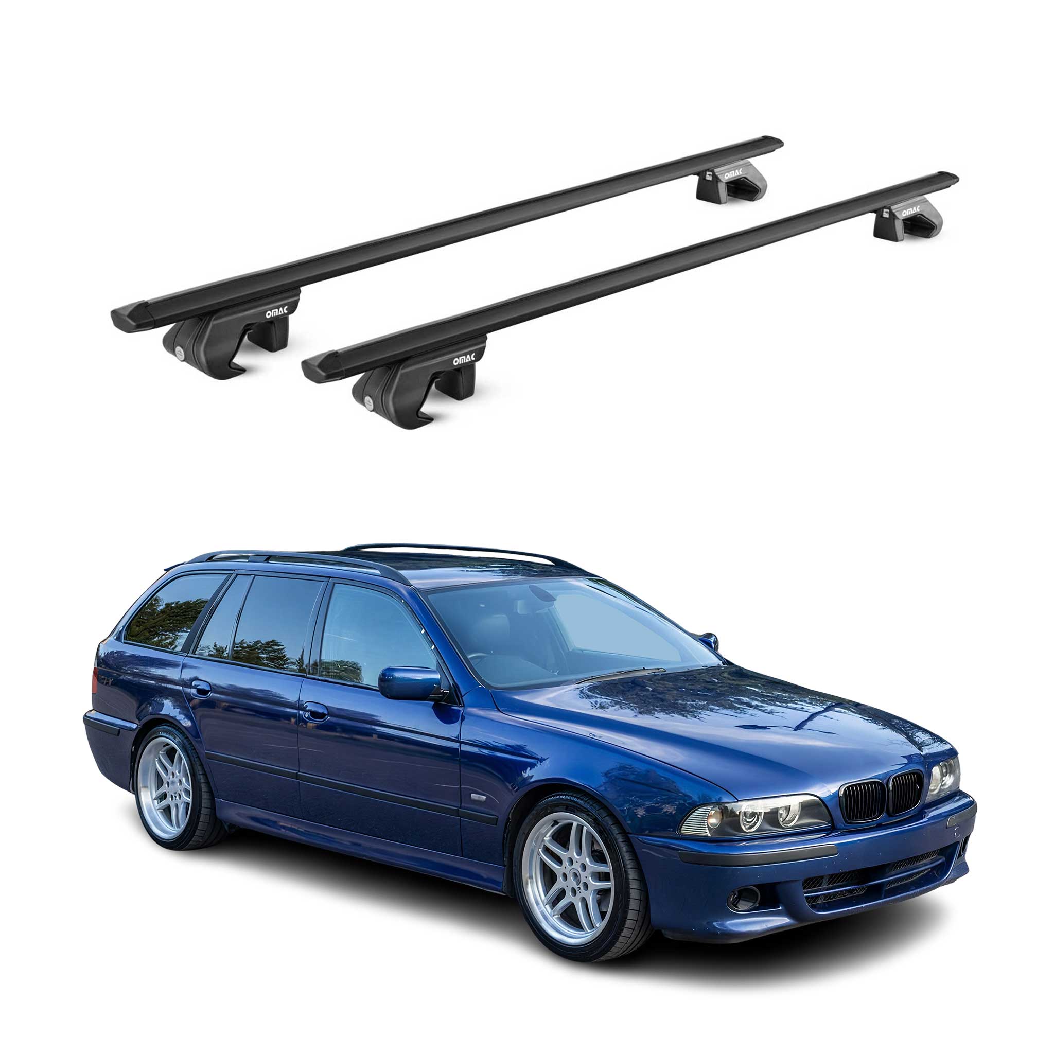 1997-2010 BMW 5 Series E39 E61 Wagon Roof Rack Cross Bars Black