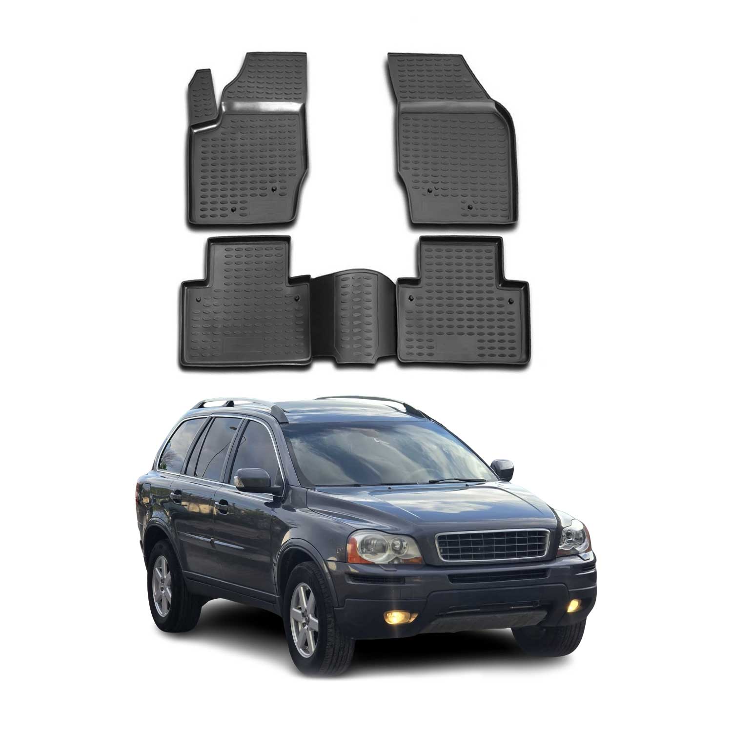 2003-2014 Volvo XC90 Floor Mats Liners Full Set All Weather 5 Seats Black