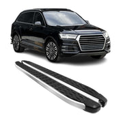 2017-2025 Audi Q7 Running Boards Side Steps Silver & Black