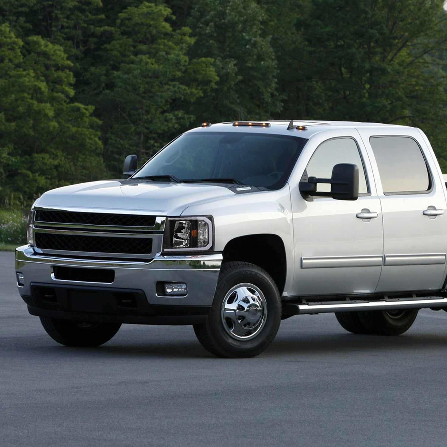 2007-2013 Chevy Silverado 1500 2500HD 3500HD LED Headlights Amber & Black