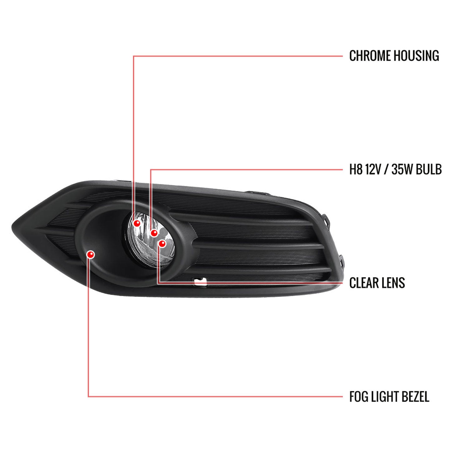 2019-2020 Honda HR-V H8 Fog Lights Kit Chrome Housing/Clear Lens