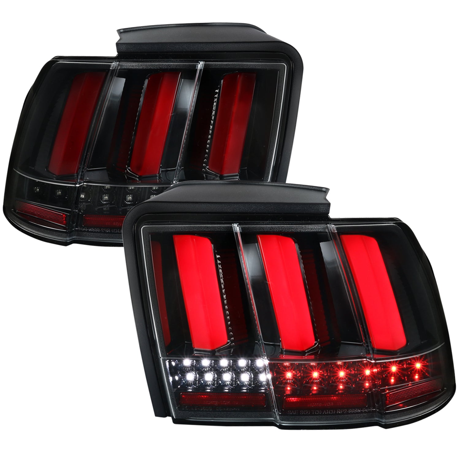 1999-2004 Ford Mustang Sequential LED Tail Lights Jet Black/Clear Lens