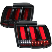 1999-2004 Ford Mustang Sequential LED Tail Lights Jet Black/Clear Lens