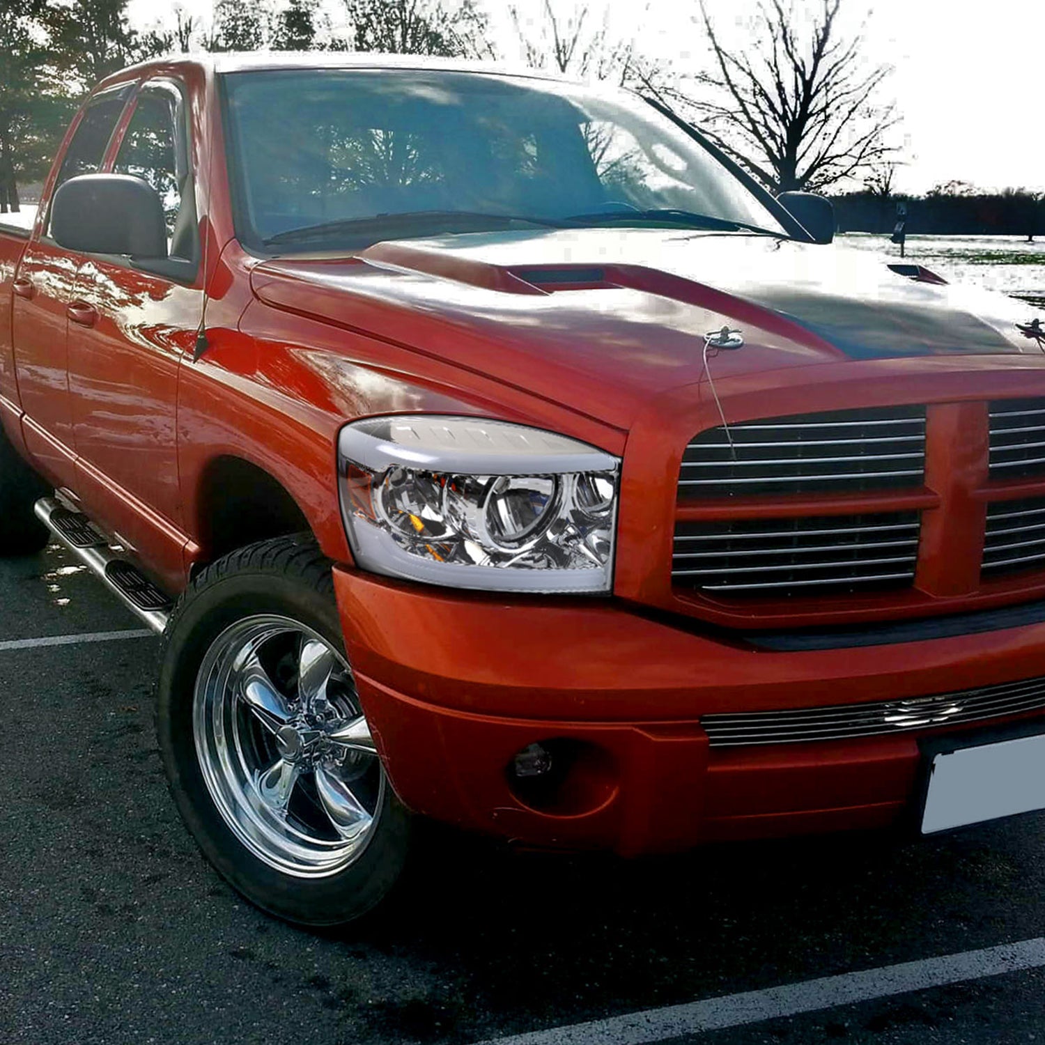 2006-2008 Dodge Ram 1500/ Ram 2500 3500 LED Headlights Amber Reflector Chrome