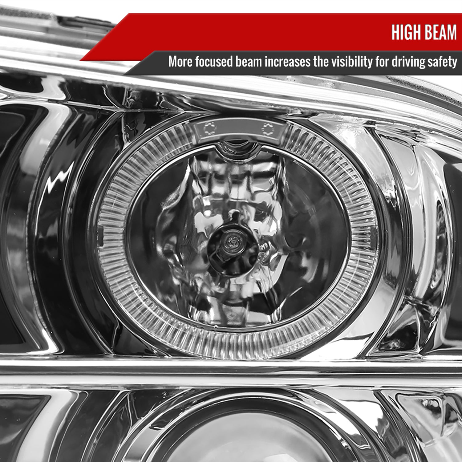 2005-2009 Ford Mustang Halo Projector Headlights LED Light Strip Chrome/Clear