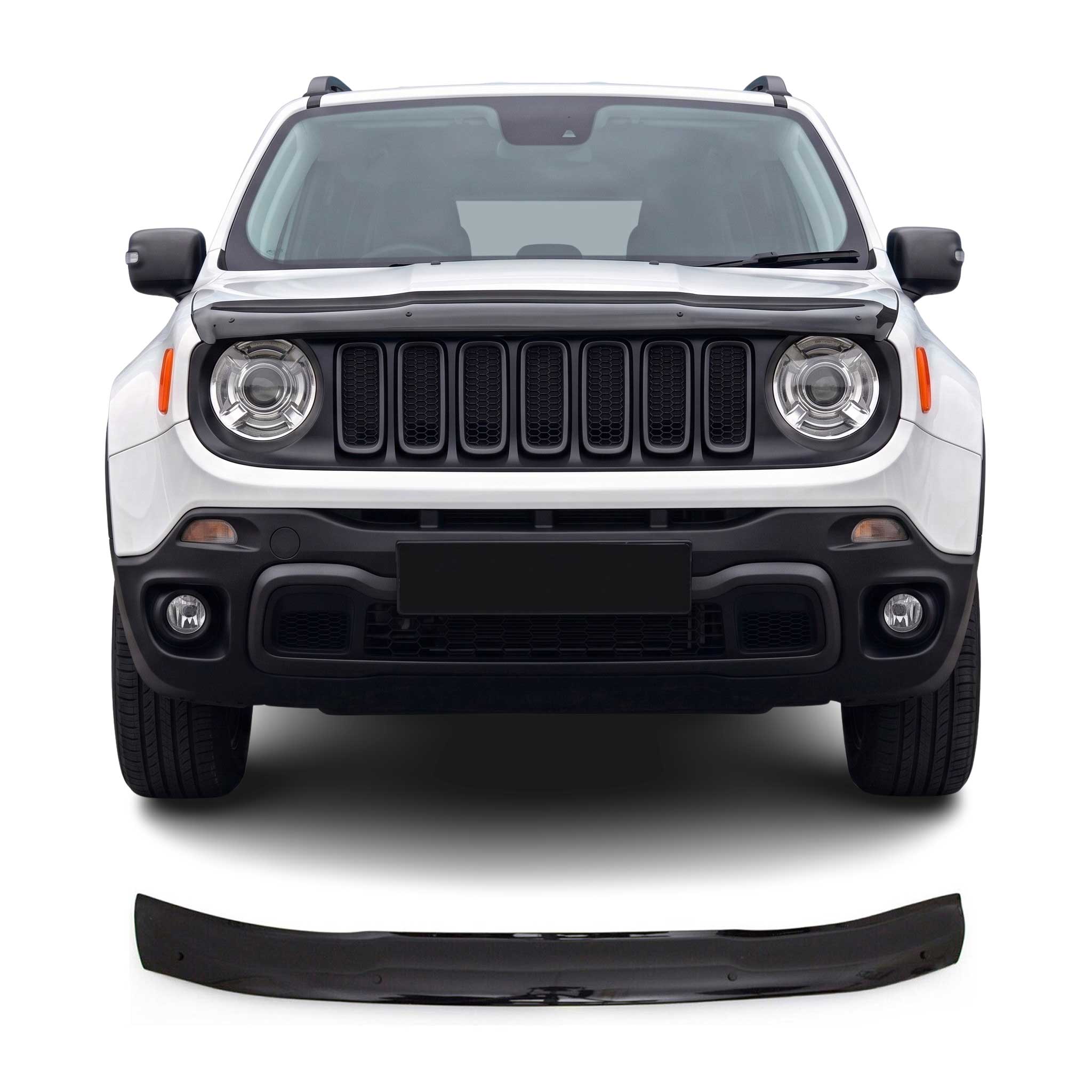 2015-2023 Jeep Renegade Front Bug Shield Hood Deflector Guard Black Smoke