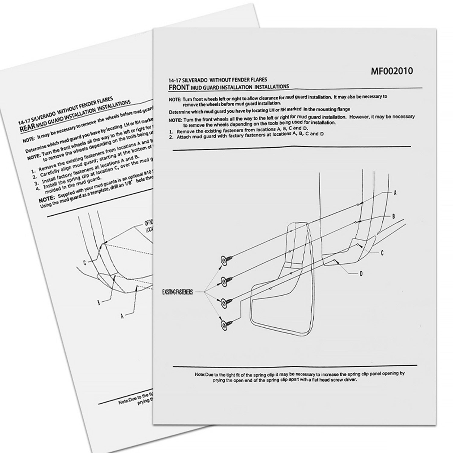2014-2018 Chevy Silverado 1500/2500HD/3500HD Front&Rear Mud Flap Splash Guards