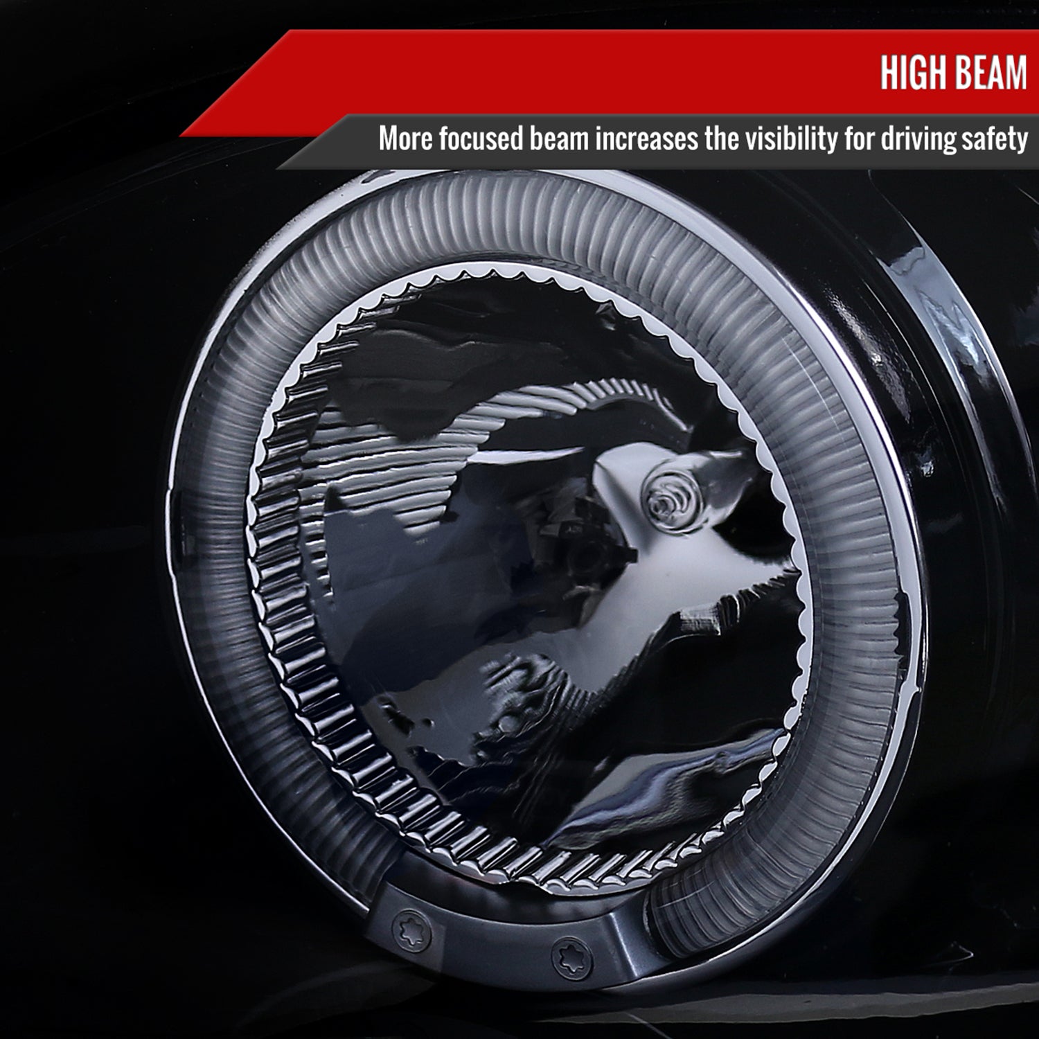 1998-2002 Chevy Camaro Dual Halo Projector Headlights Glossy Black/Smoke Lens