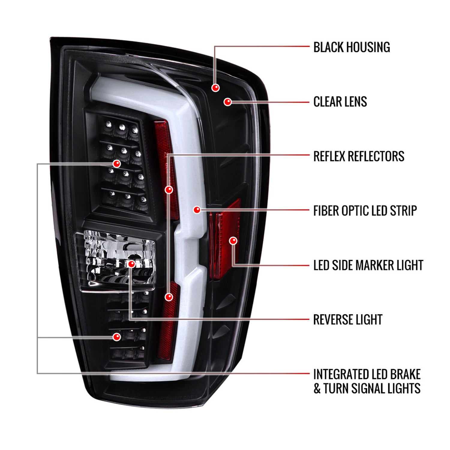 2016-2022 Toyota Tacoma LED Bar Tail Lights Matte Black Housing/Clear Lens