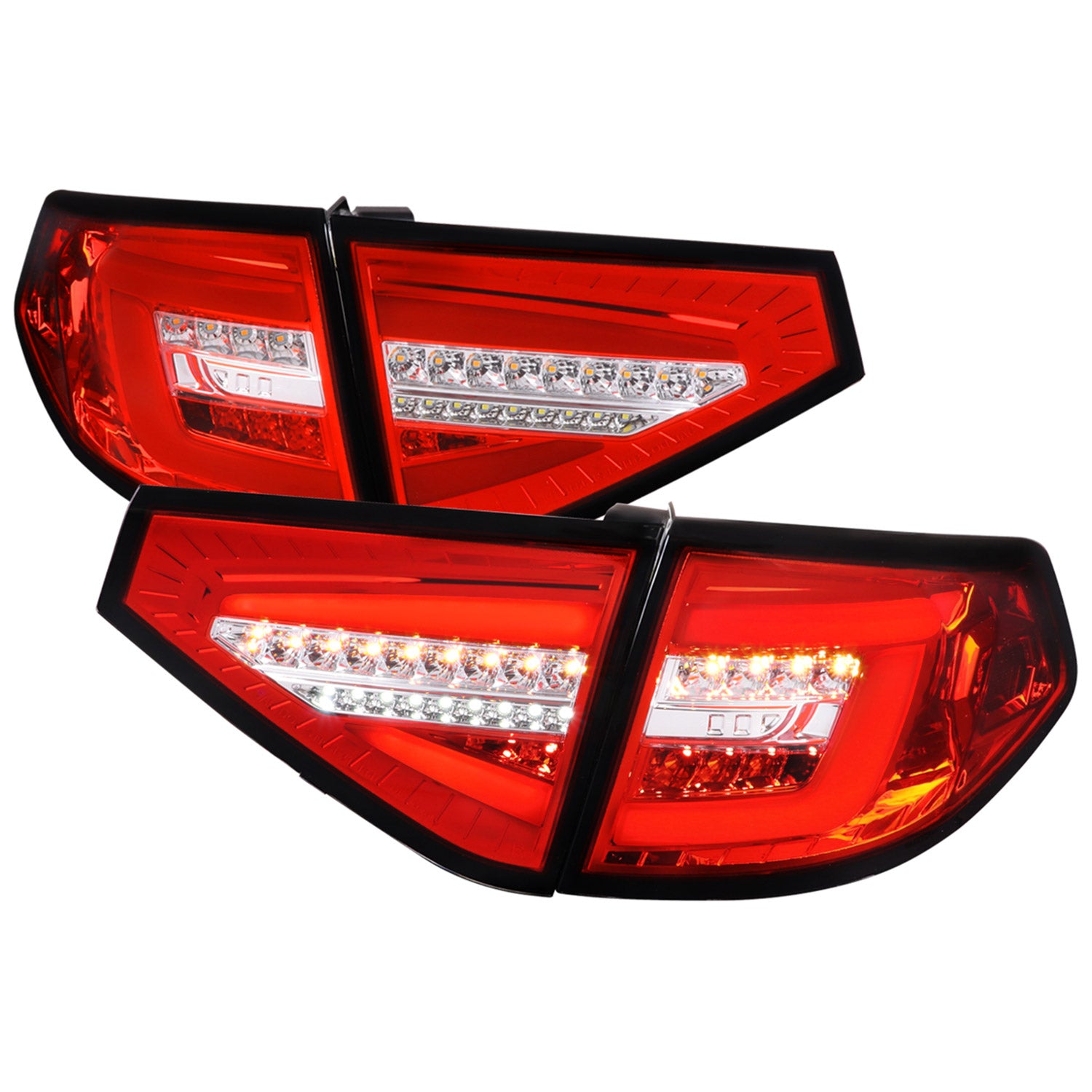2008-2014 Subaru Impreza WRX Hatchback LED Tube Tail Lights Chrome/Red