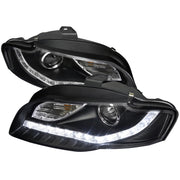 2006-2008 Audi A4 Projector Headlights R8 SMD LED Light Strip Matt Black/Clear