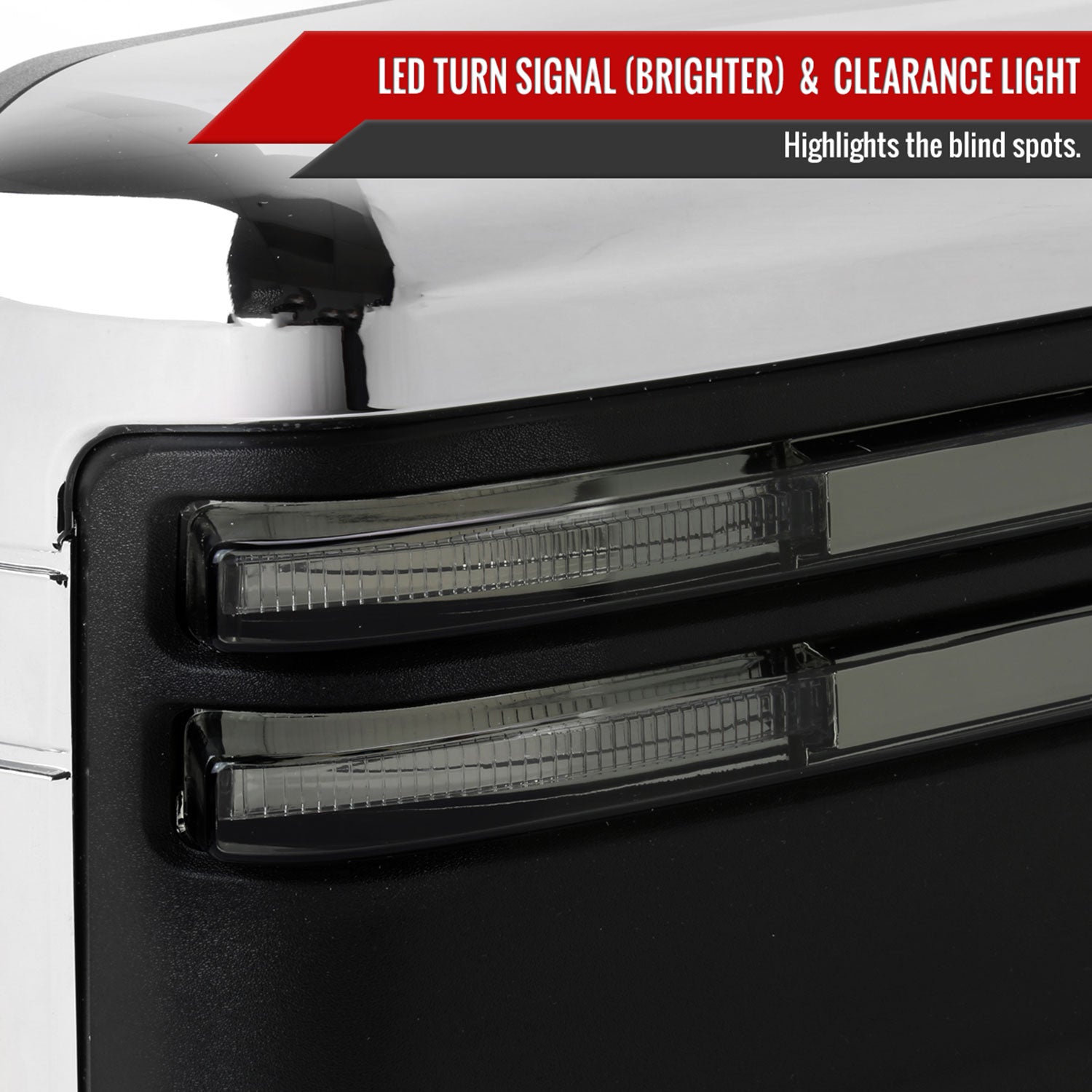 2019-2022 Chevy Silverado 1500 Heated Chrome Towing Mirrors Smoke &Turn Signal