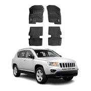 2007-2017 Jeep Compass Premium Floor Mats Liners First and Second Row Set Black