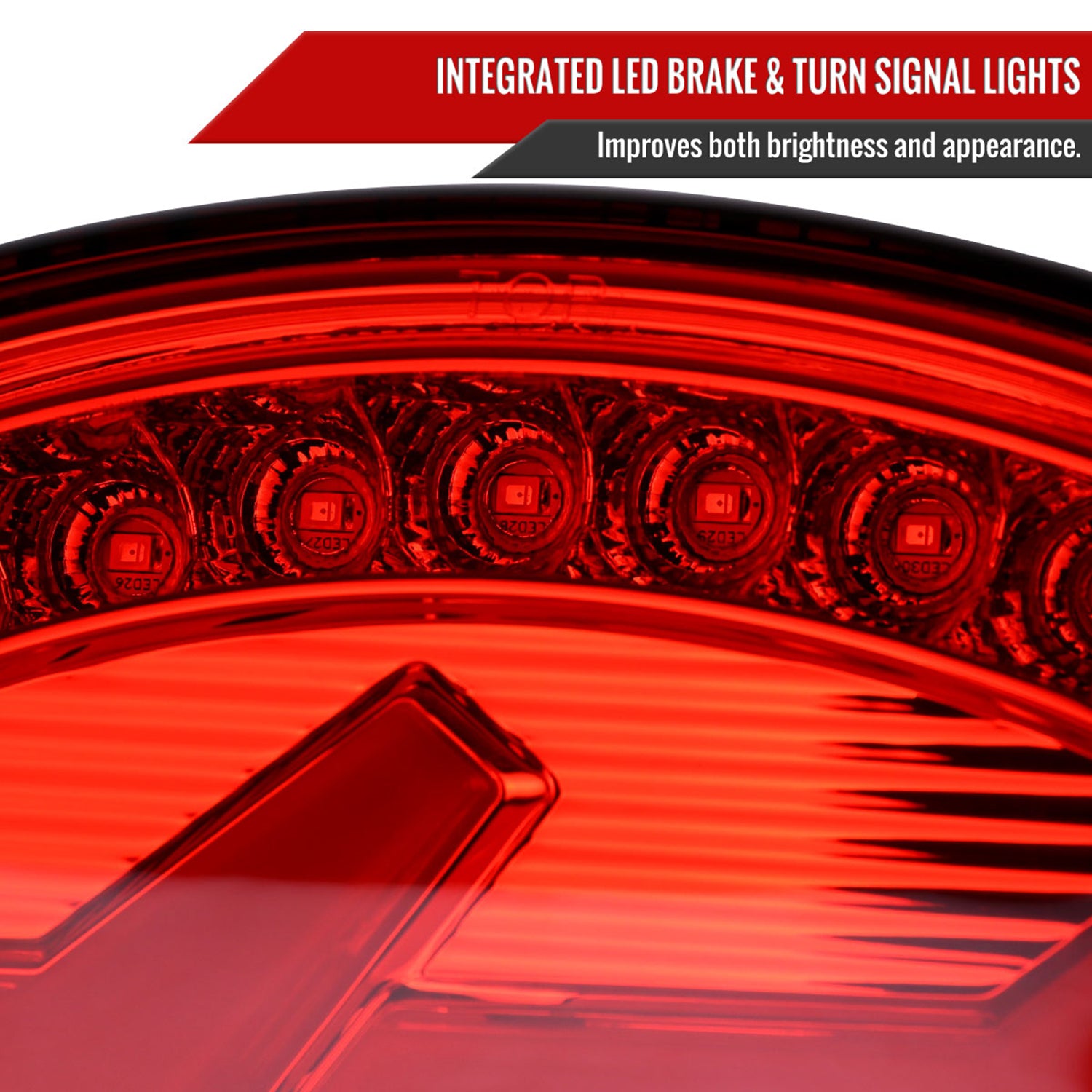 1997-2004 Chevy Corvette C5 4 PC LED Bar Tail Lights Chrome/Red Lens