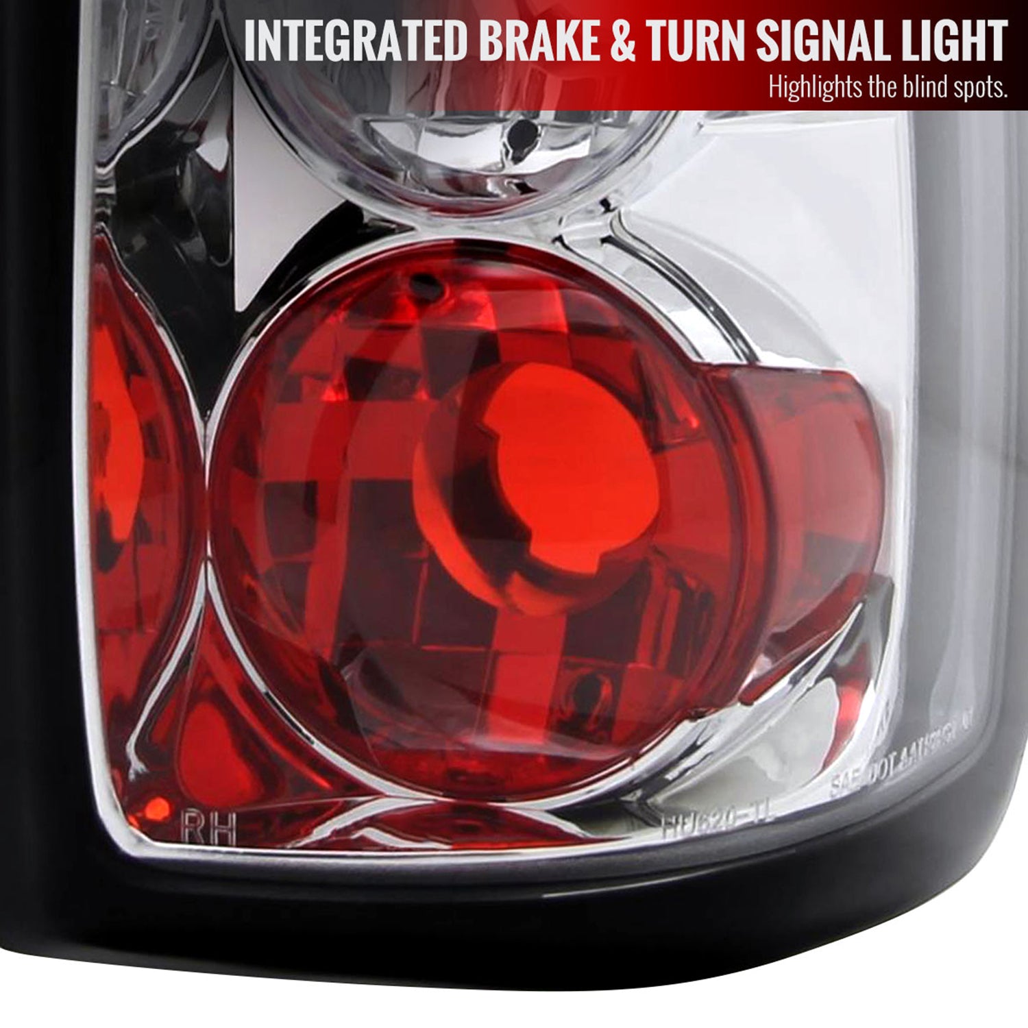 1997-2004 Dodge Dakota Tail Lights Chrome Housing/Clear Lens