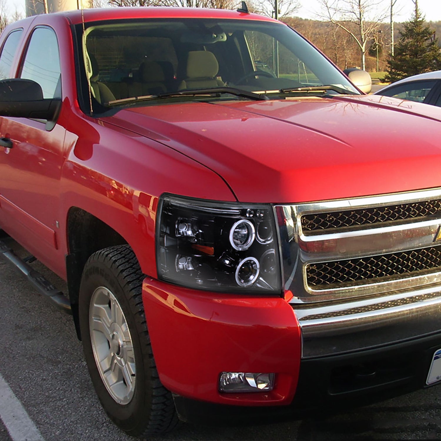 2007-2013 Chevy Silverado 1500 2500HD 3500HD Dual Halo Headlights Black
