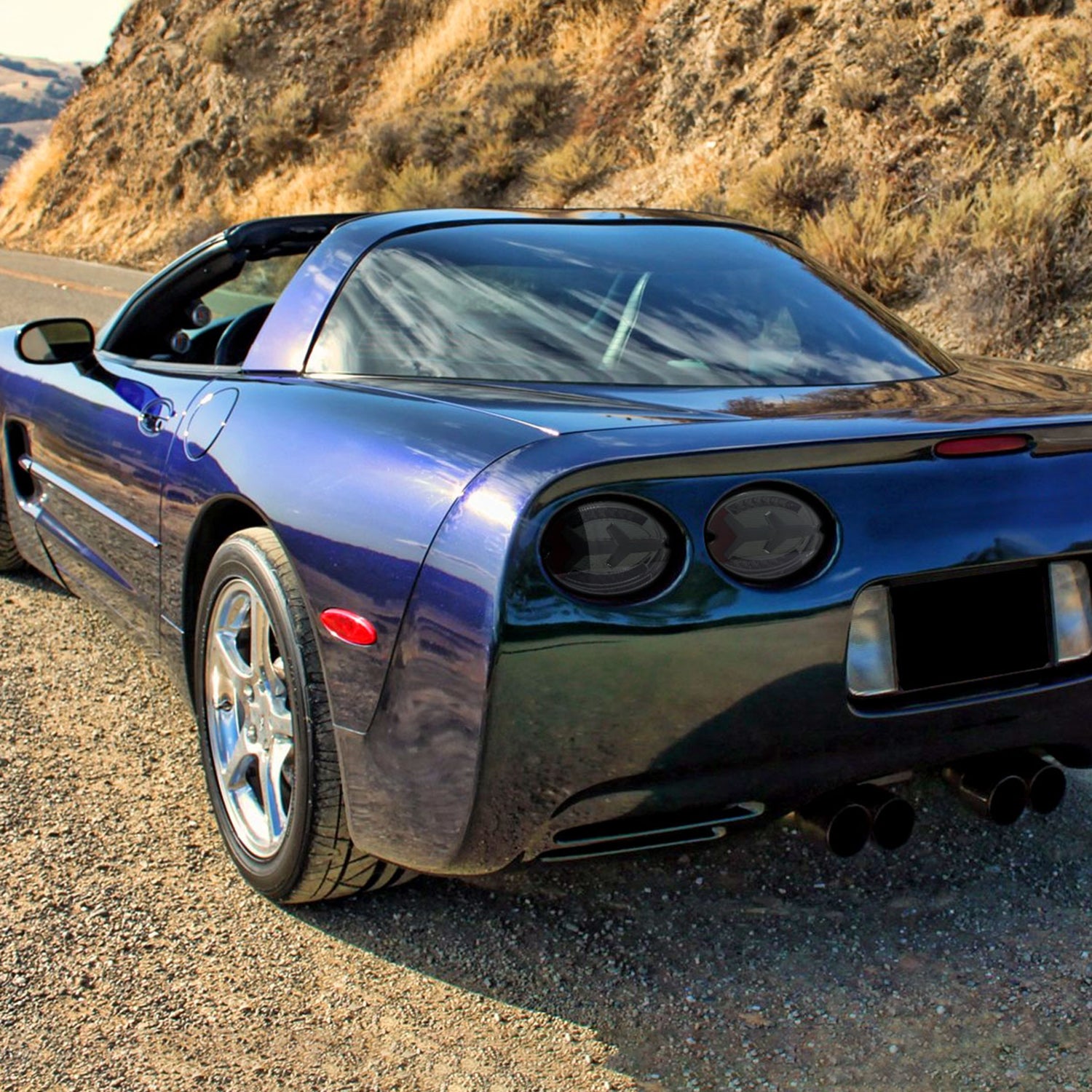 1997-2004 Chevy Corvette C5 4 PC White LED Bar Tail Lights Chrome/Dark Smoke