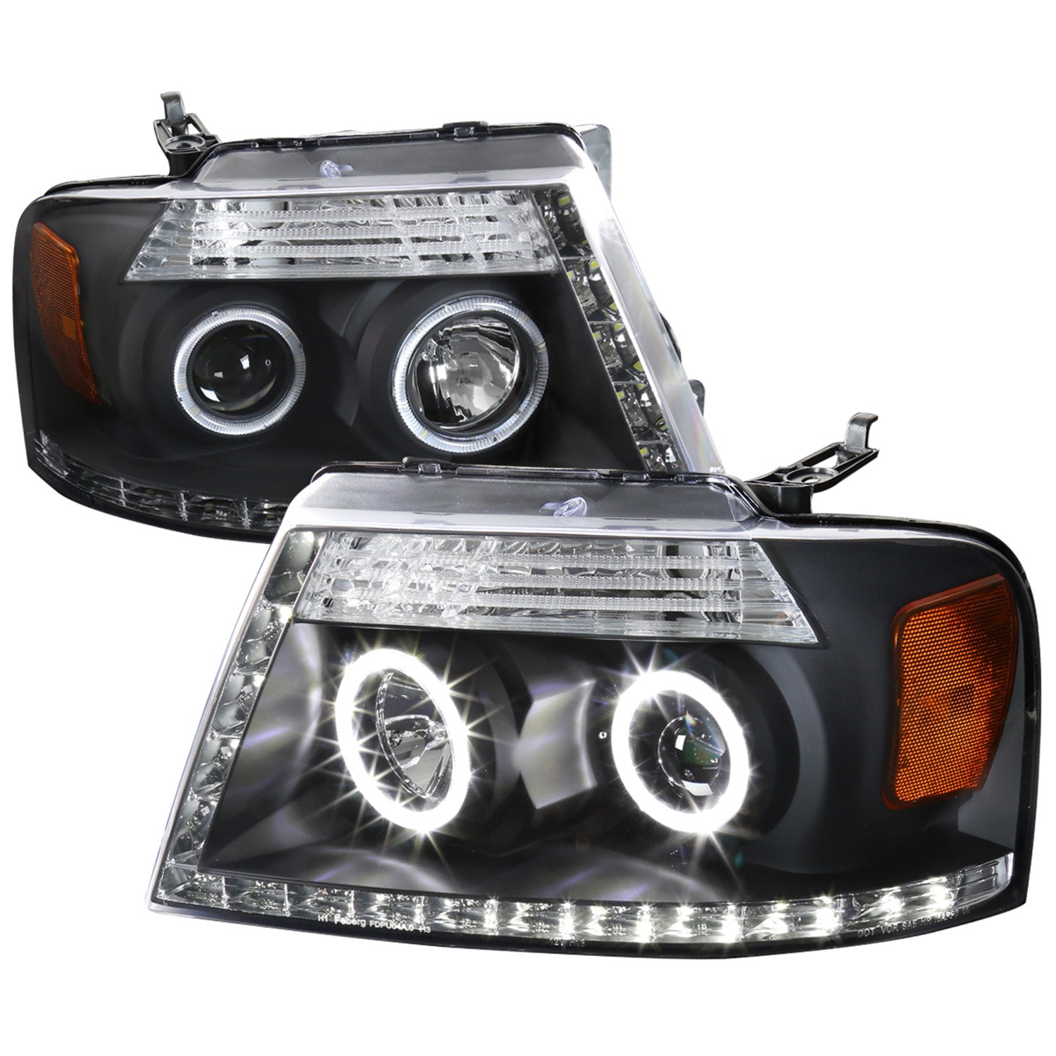 2004-2008 Ford F-150/ 06-2008 Lincoln Mark LT Dual Halo Headlights LED Black