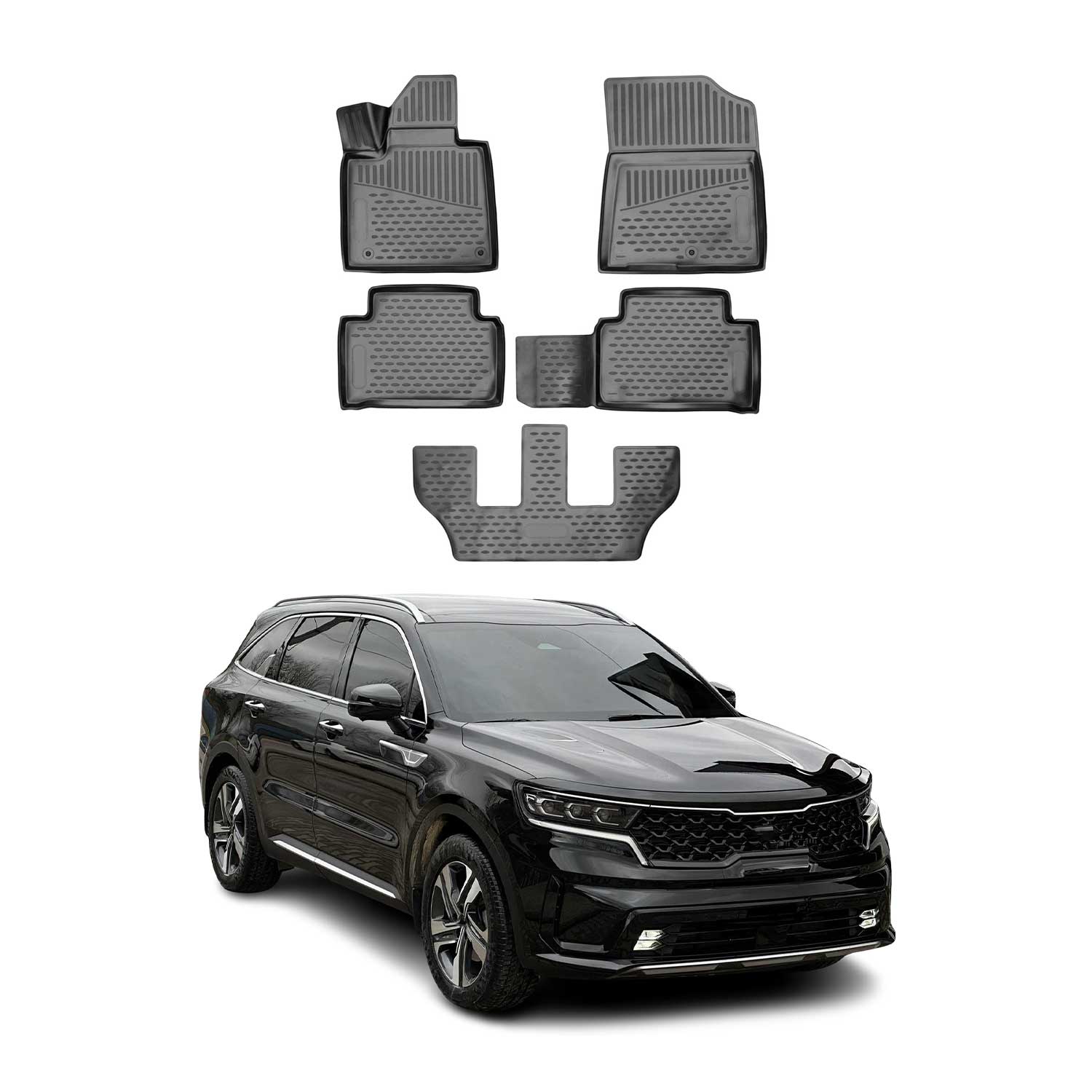 2021-2025 Kia Sorento Floor Mats Liners Full Set All Weather Black