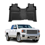 2014-2018 GMC Sierra 1500 Silverado Double Cab Rear Premium Floor Mats Liners Second Row