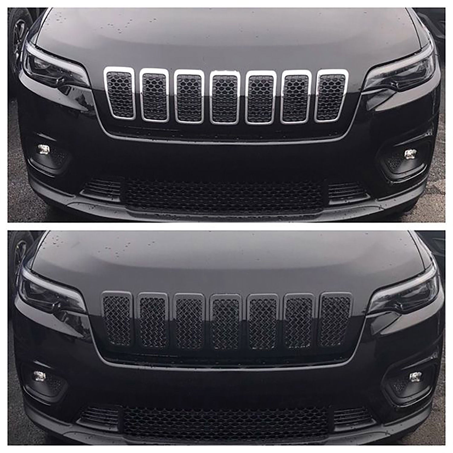 2019-2023 Jeep Cherokee Grille Overlay Gloss Black 7Pcs ABS Plastic