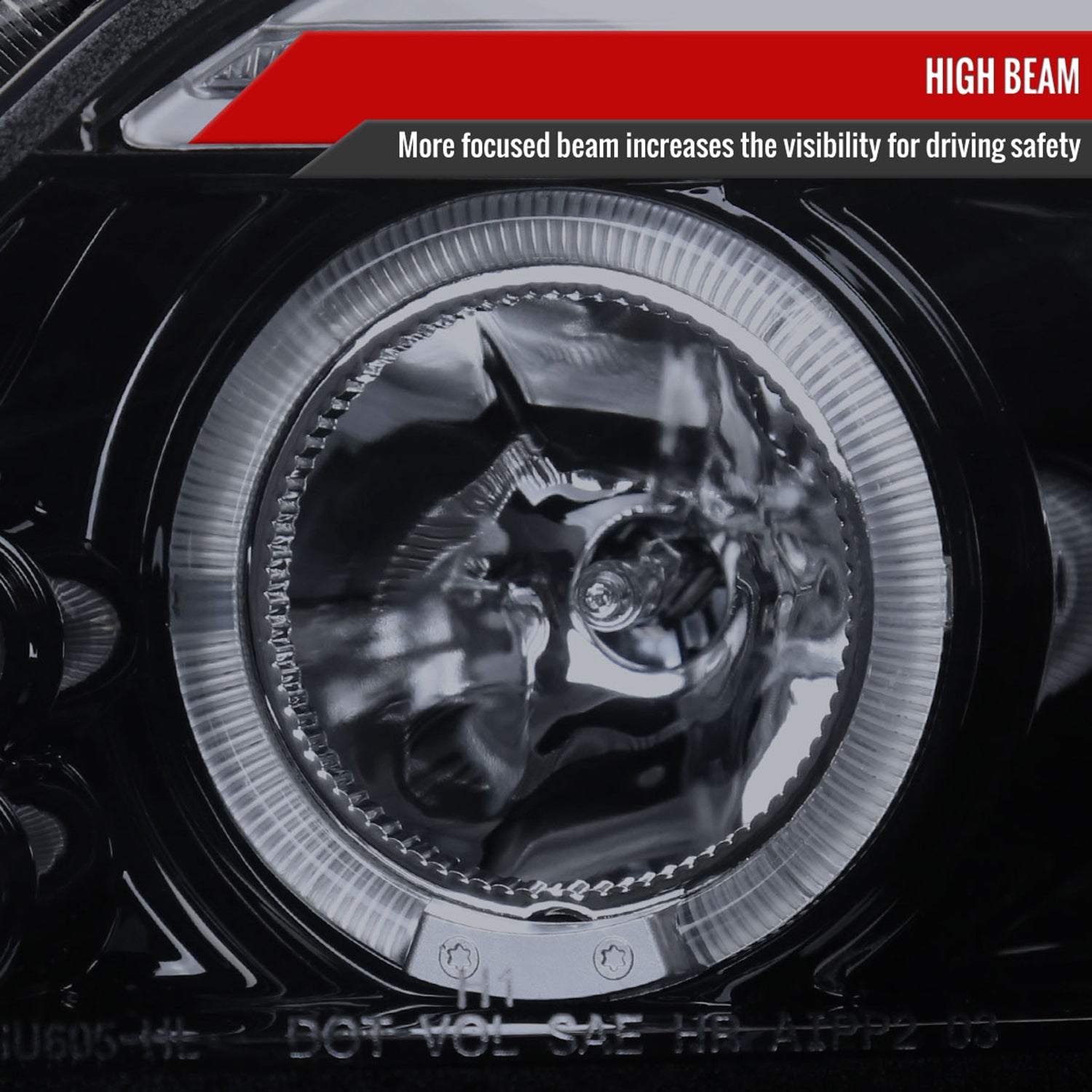 2005-2010 Scion tC Dual Halo Projector Headlights Glossy Black/Smoke Lens