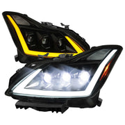 For Infiniti G37 2008-13 / Q60 Coupe 2014-15 LED Turn Signal Full LED Triple Headlights Matte Black Housing Smoked Lens