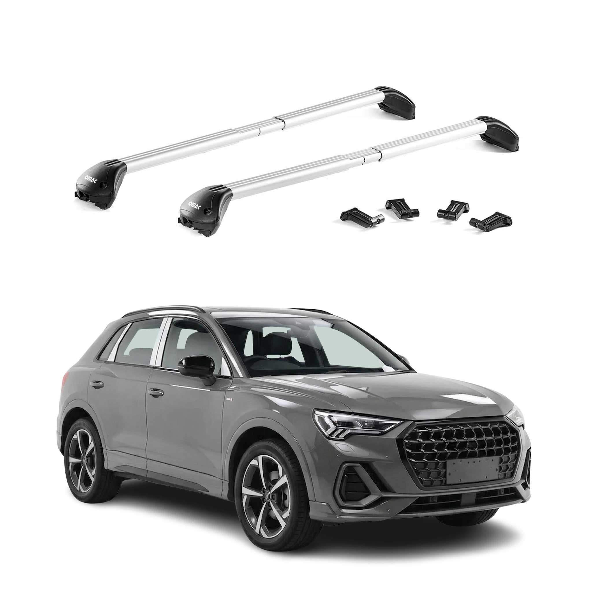 Roof Rack Cross Bars Luggage Carrier for Audi Q3 2.gen 2019-2025 Alu Silver 2x