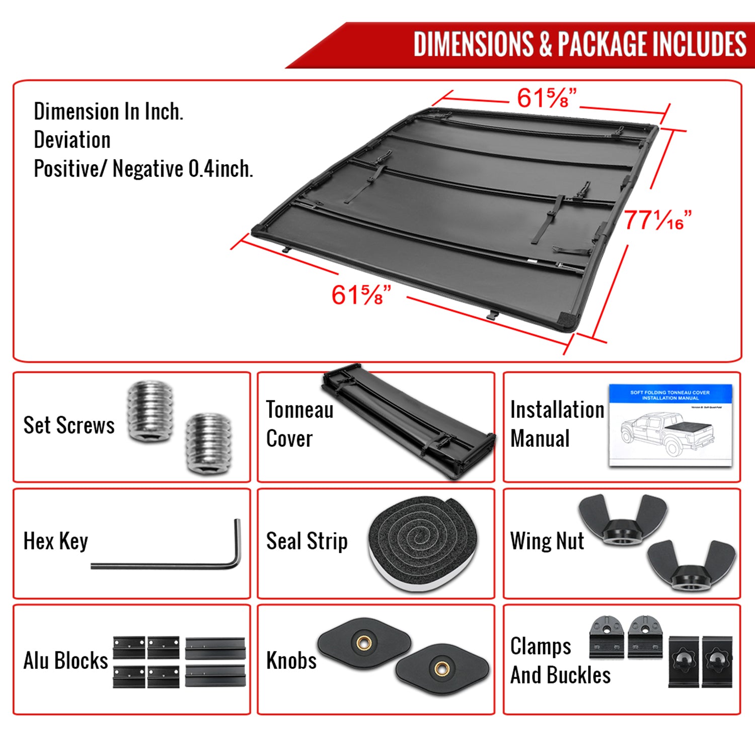2005-2015 Toyota Tacoma Access/Double/Regular Cab 6' Bed Tonneau Cover