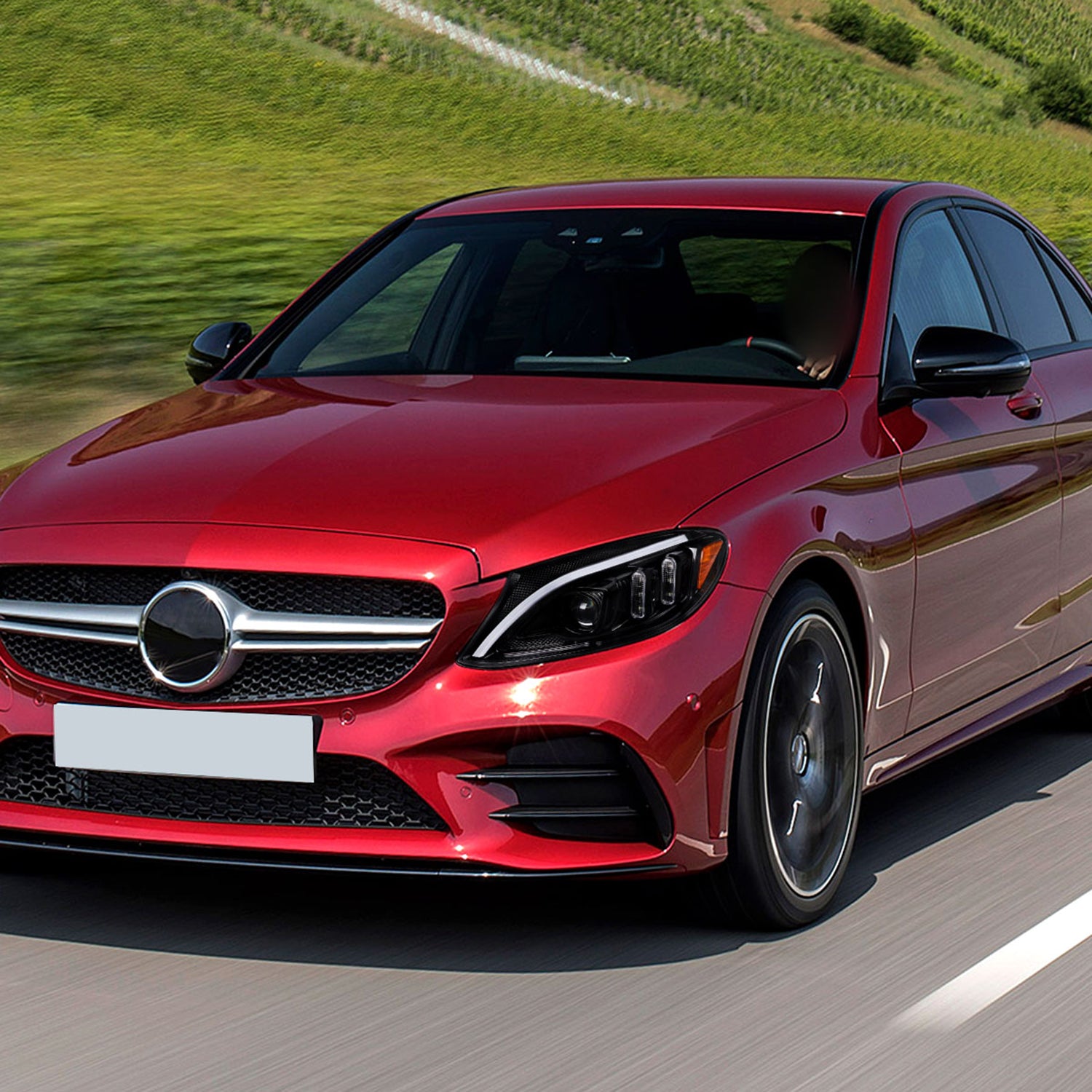 2015-2018 Mercedes-Benz C-Class W205 Signal Projector Headlights Jet Black