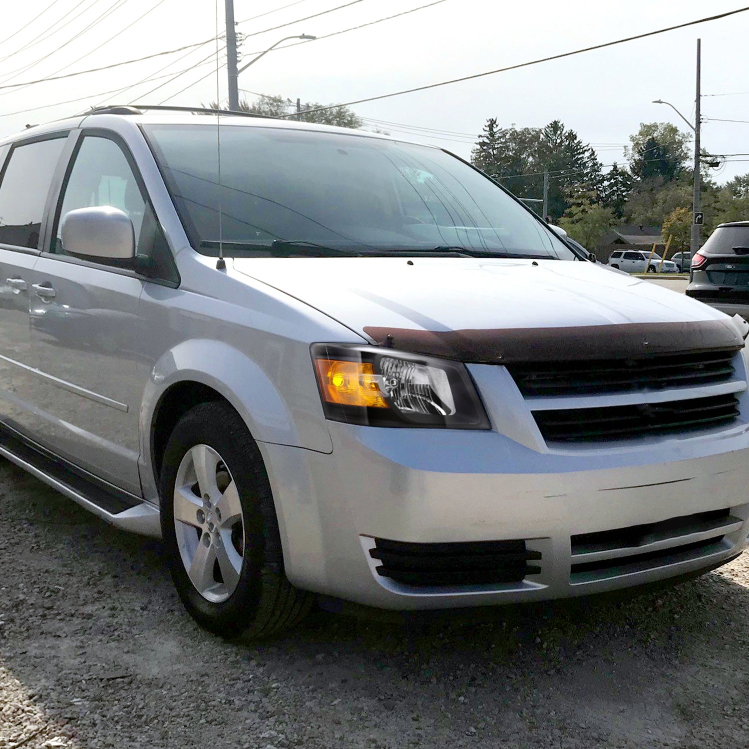 2008-2010 Dodge Grand Caravan Factory Crystal Headlights Amber Reflector Black