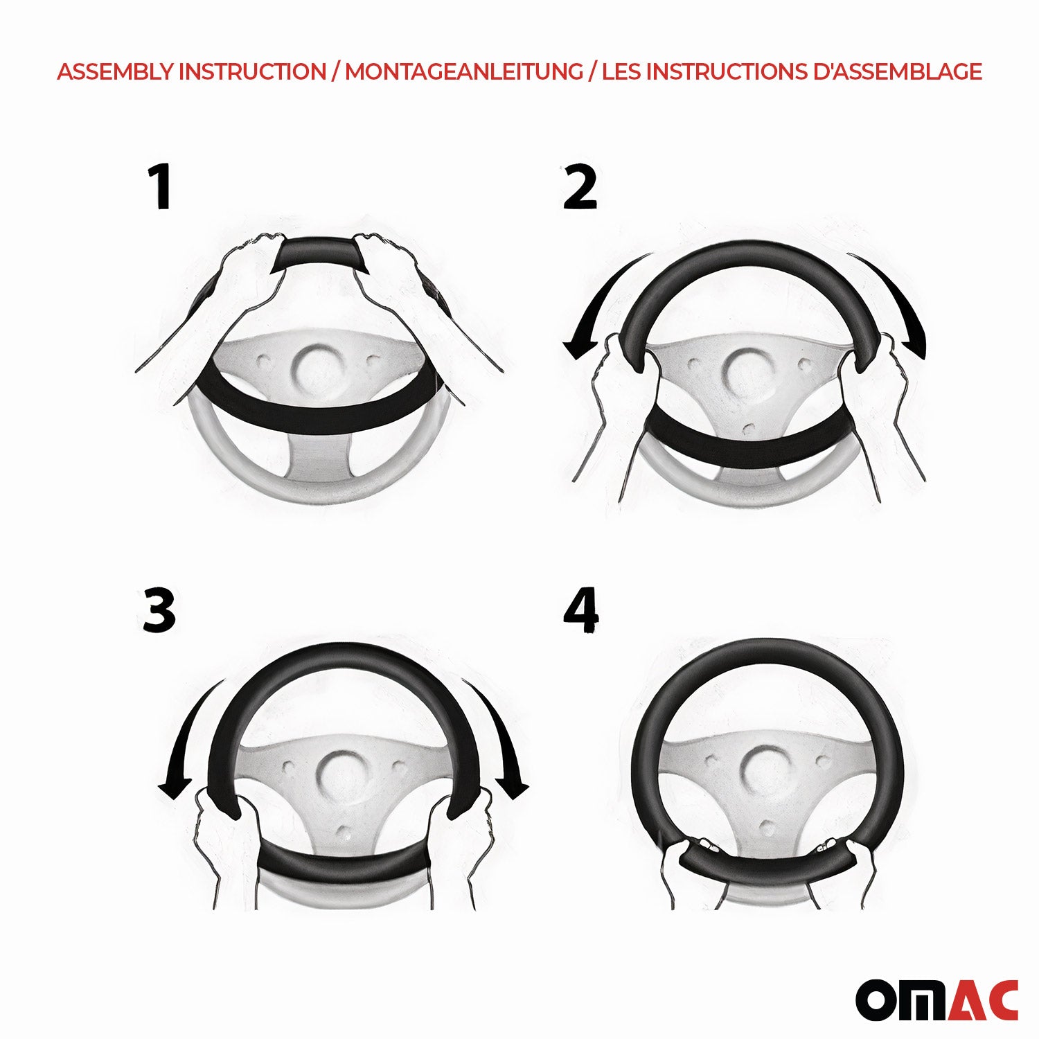 14.5-15.5’’ Steering Wheel Cover Black Leather Breathable Anti-slip