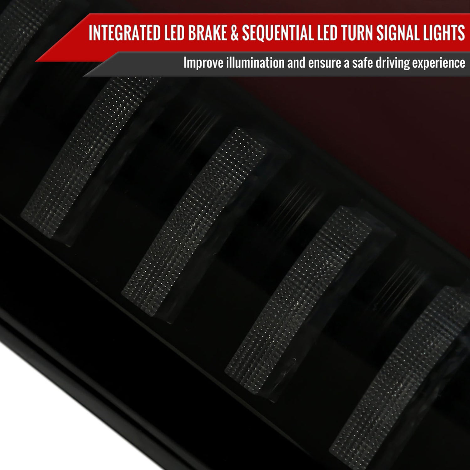 2015-2017 Ford F-150 Turn Signal Animated Red LED Bar Tail Lights Black/Smoke