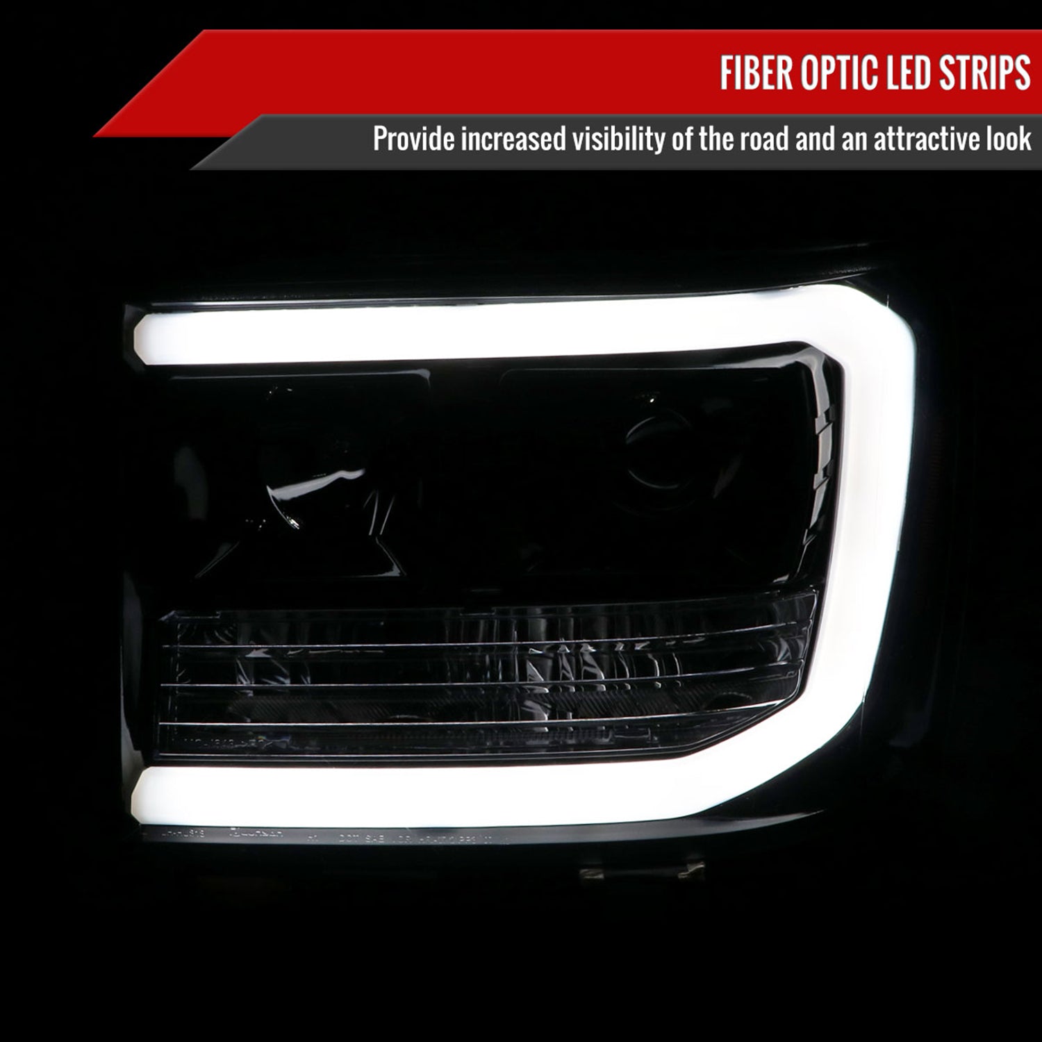 2007-2013 GMC Sierra 1500 1500HD 2500HD 3500HD LED C-Bar Headlights Smoke