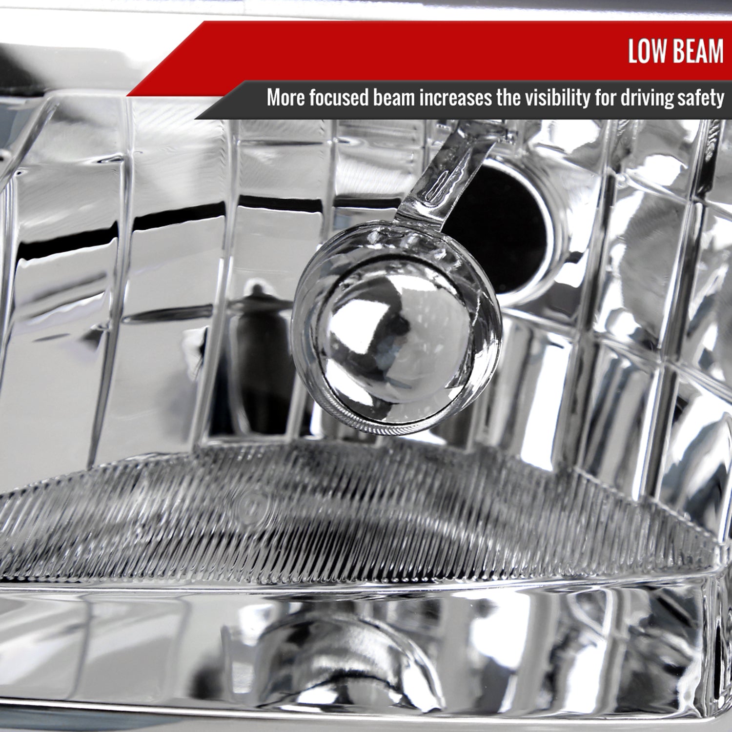 2000-2005 Chevy Impala LED Bar Factory Style Headlights Chrome/Clear Lens