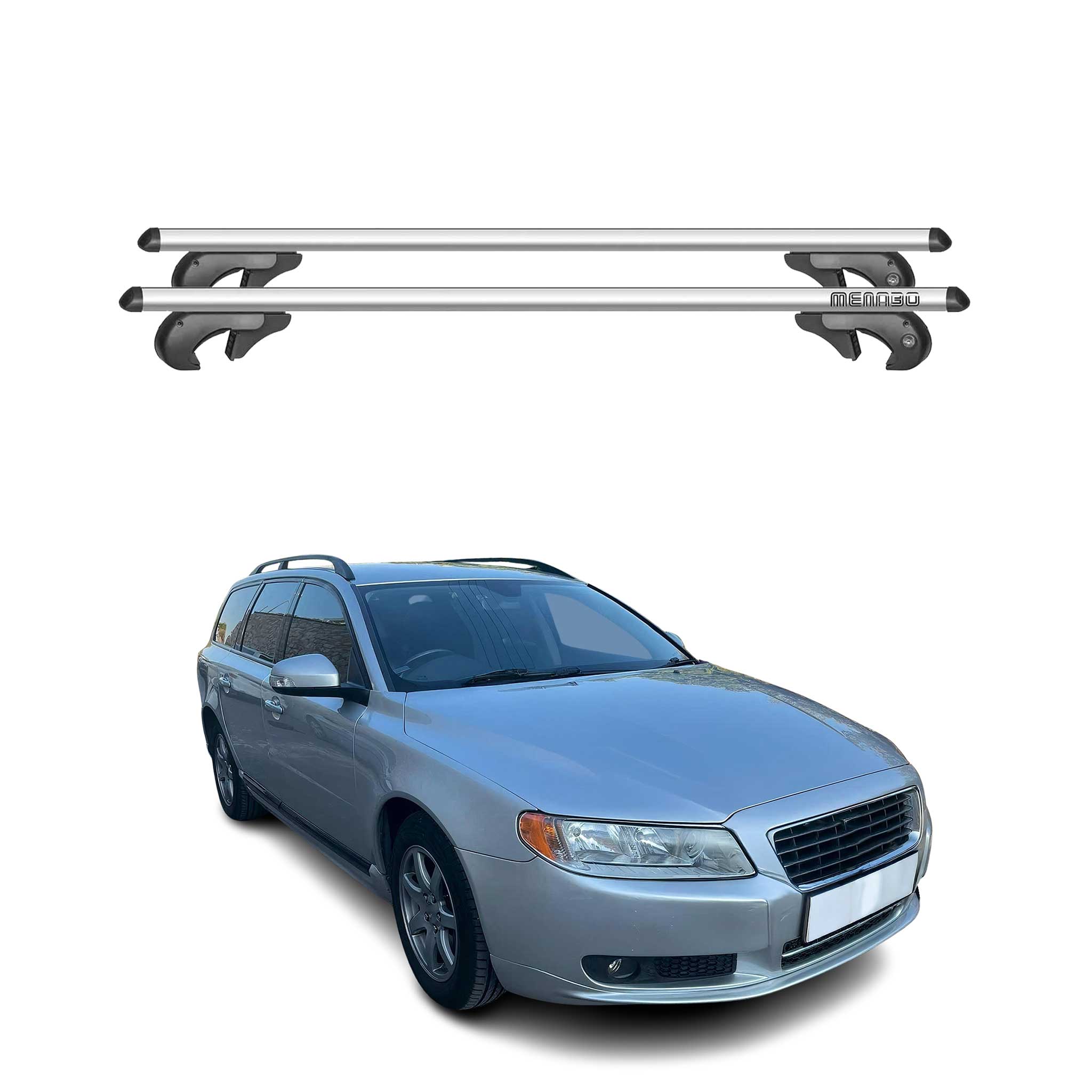 2008-2016 Volvo V70 Roof Rack Cross Bars Silver