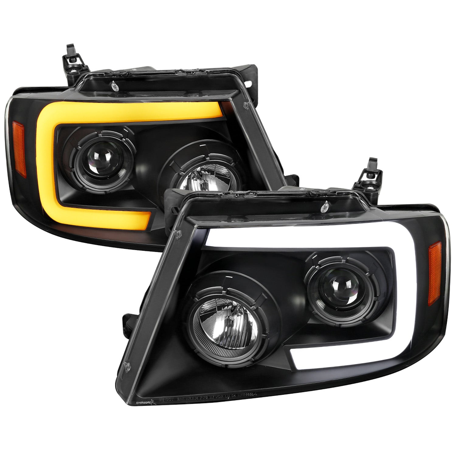 2004-2008 Ford F-150/Lincoln Mark LT LED CBar Projector Headlights Black
