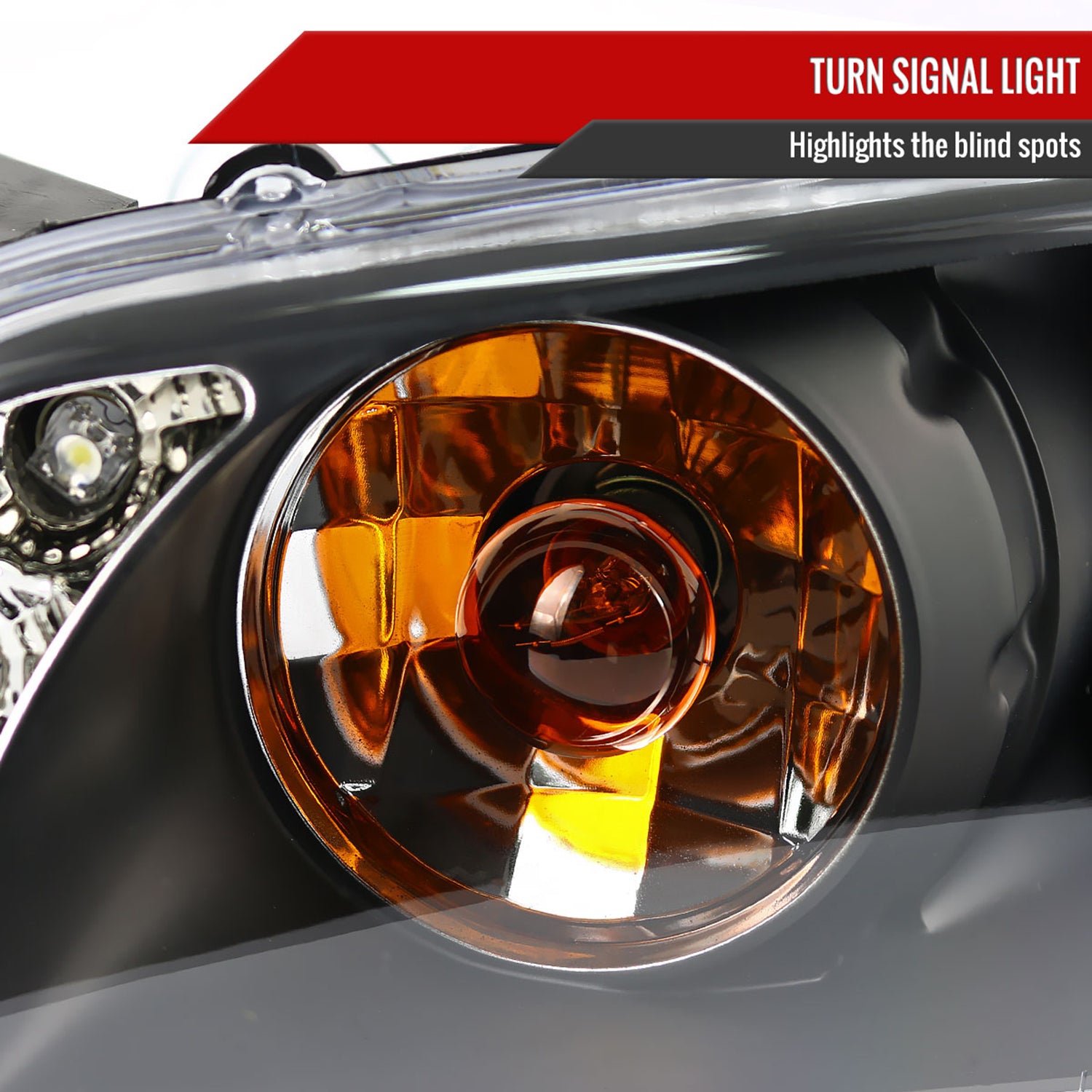 1997-2003 Pontiac Grand Prix Dual Halo Projector Headlights Matte Black/Clear