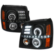 2002-2006 Cadillac Escalade Dual Halo Projector Headlights SMD LED Light Black