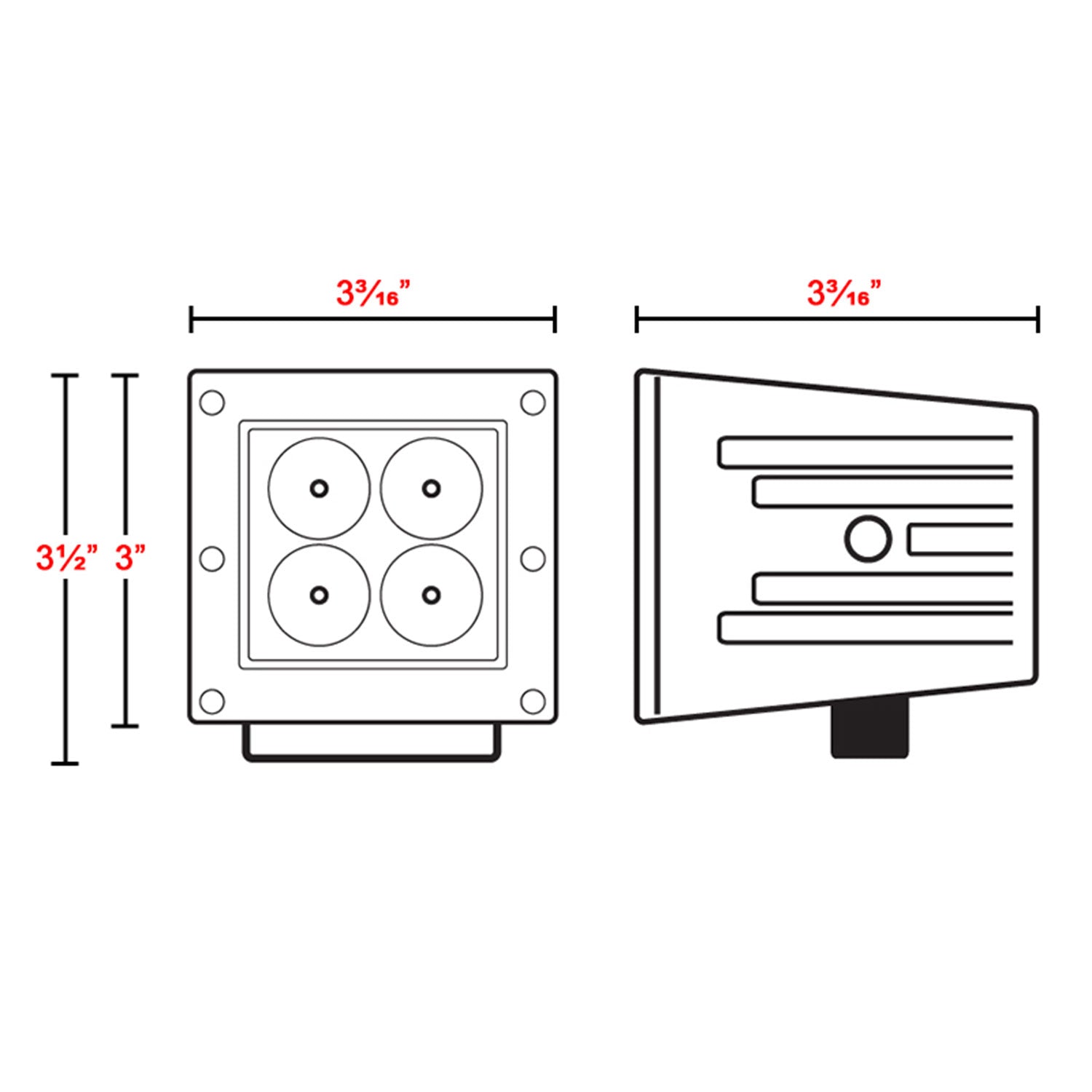 Universal Off Road 6000K Spot Beam 16W 4LED Cube Fog Light Mounting Bracket