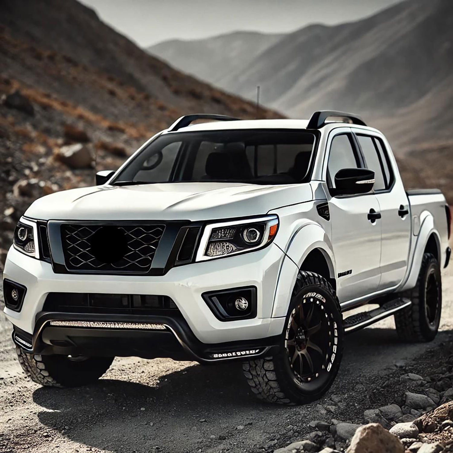 2014-2021 Nissan Frontier Grille Overlay Gloss Black 1Pcs ABS Plastic