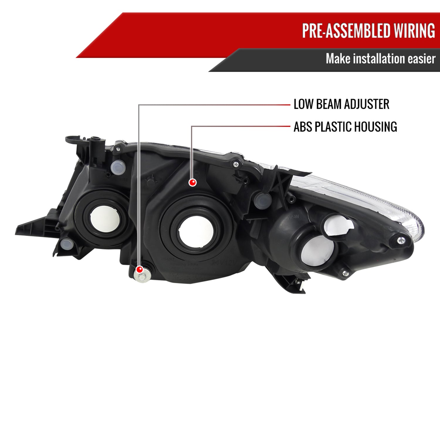 2009-2010 Toyota Corolla Factory Crystal Headlights Amber Reflector Matt Black