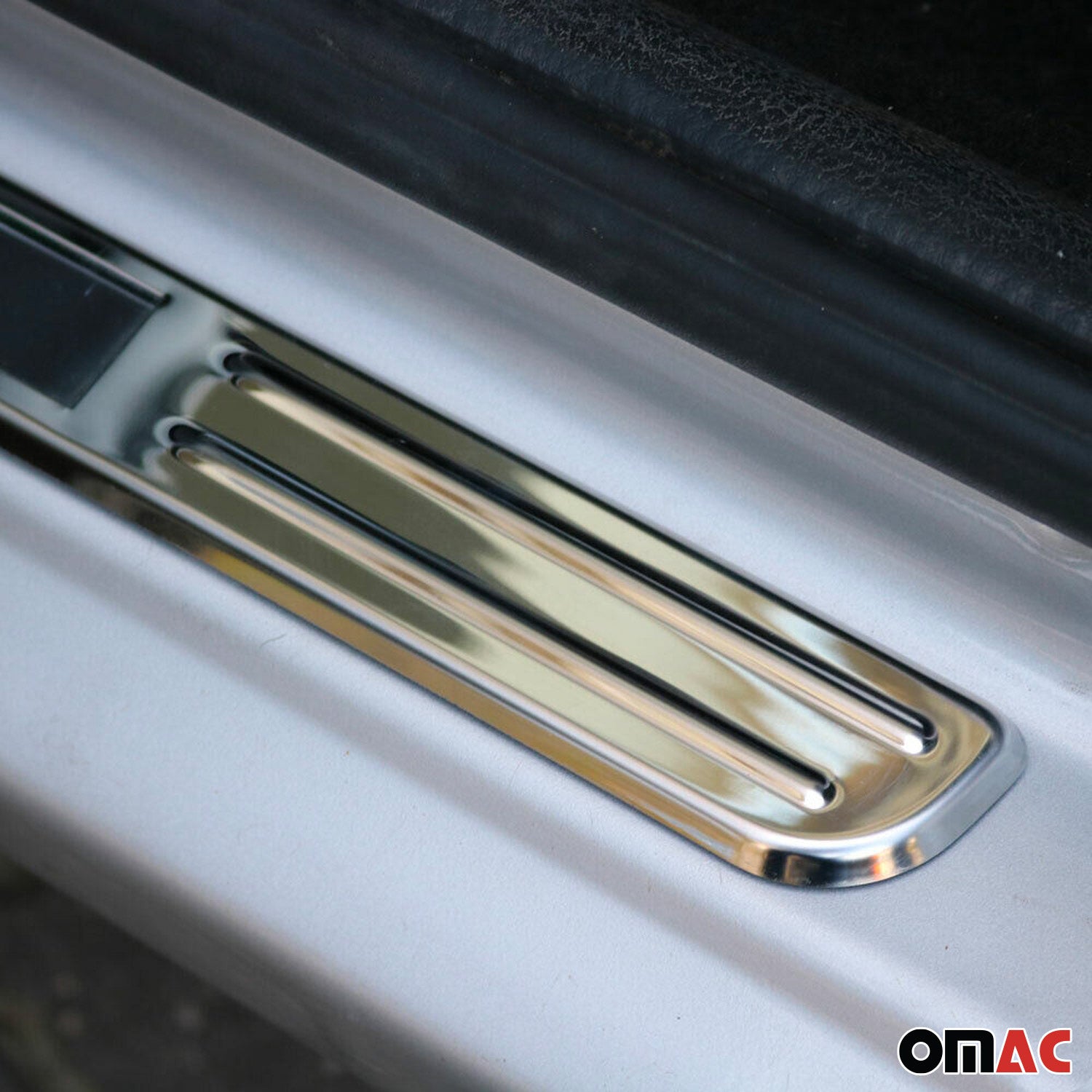 Mercedes C Class Door Sill Scuff Plate Illuminated Exclusive Stainless Steel Silver 4Pcs