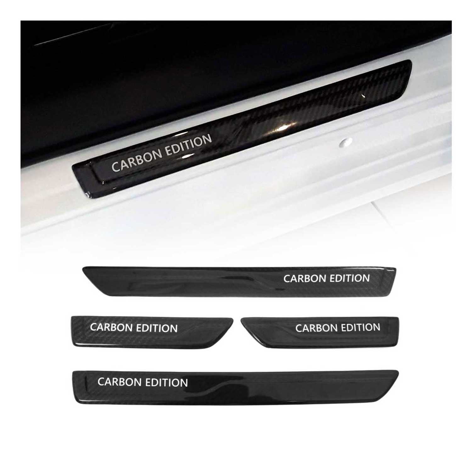 Audi Door Sill Scuff Plate Scratch Protector Carbon Edition Black 4 Pcs