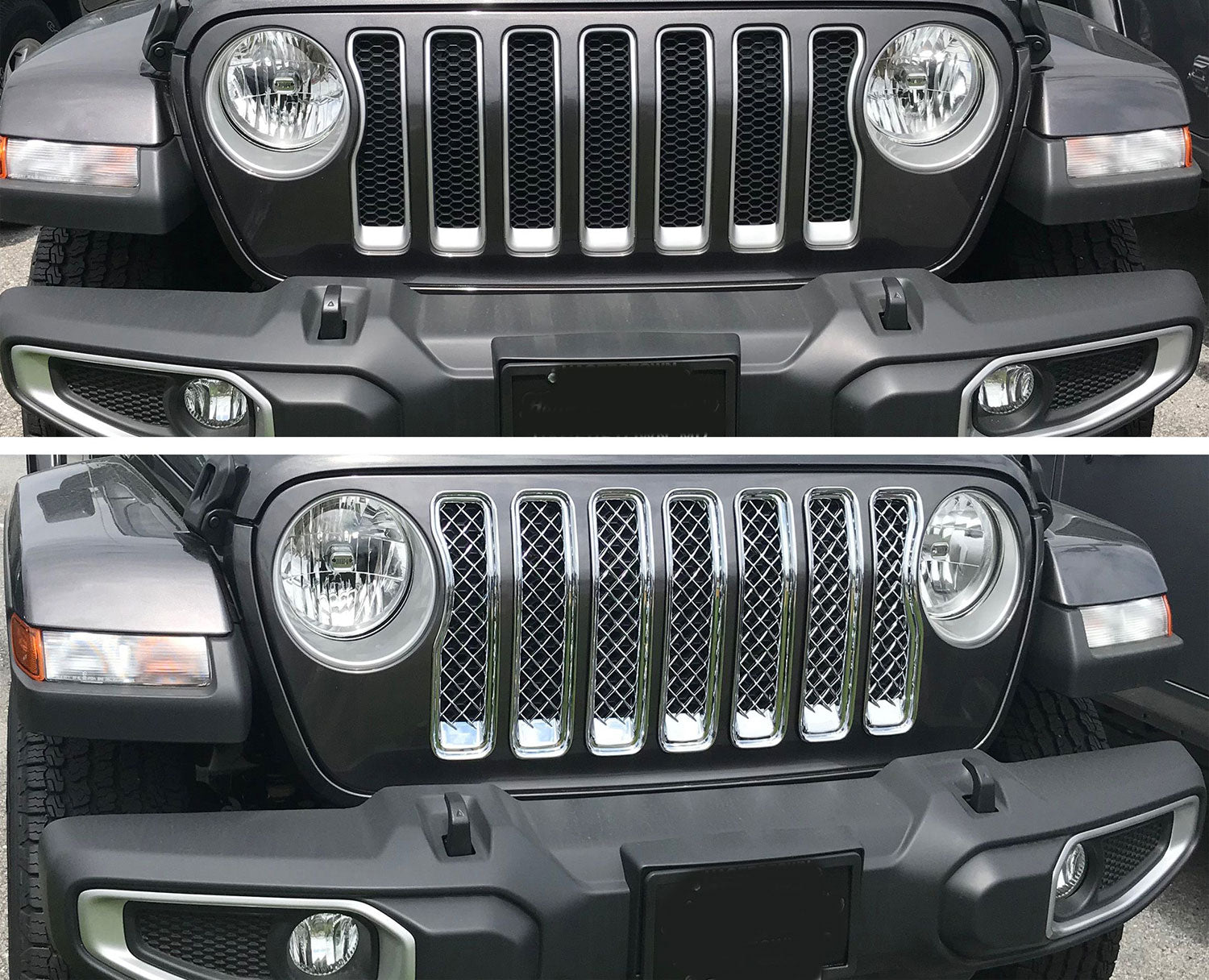 2018-2023 Jeep Wrangler JL Grille Overlay Chrome 7Pcs ABS Plastic