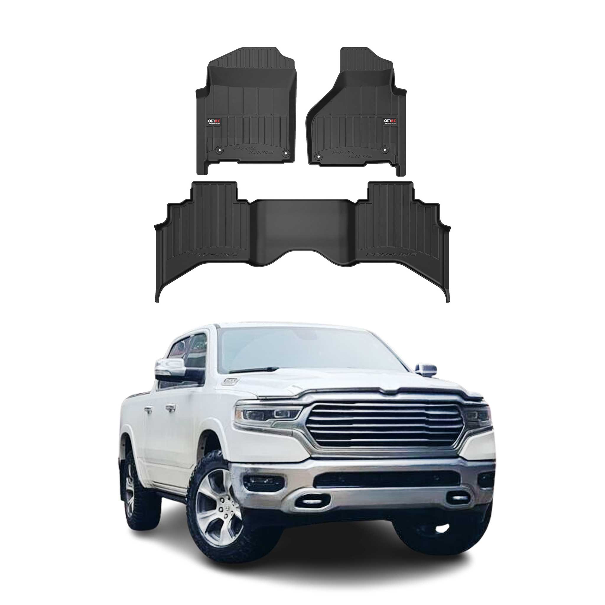2012-2024 RAM 1500 / 1500 Classic Quad Cab Premium Floor Mats Liners Full Set All Weather Heavy Duty