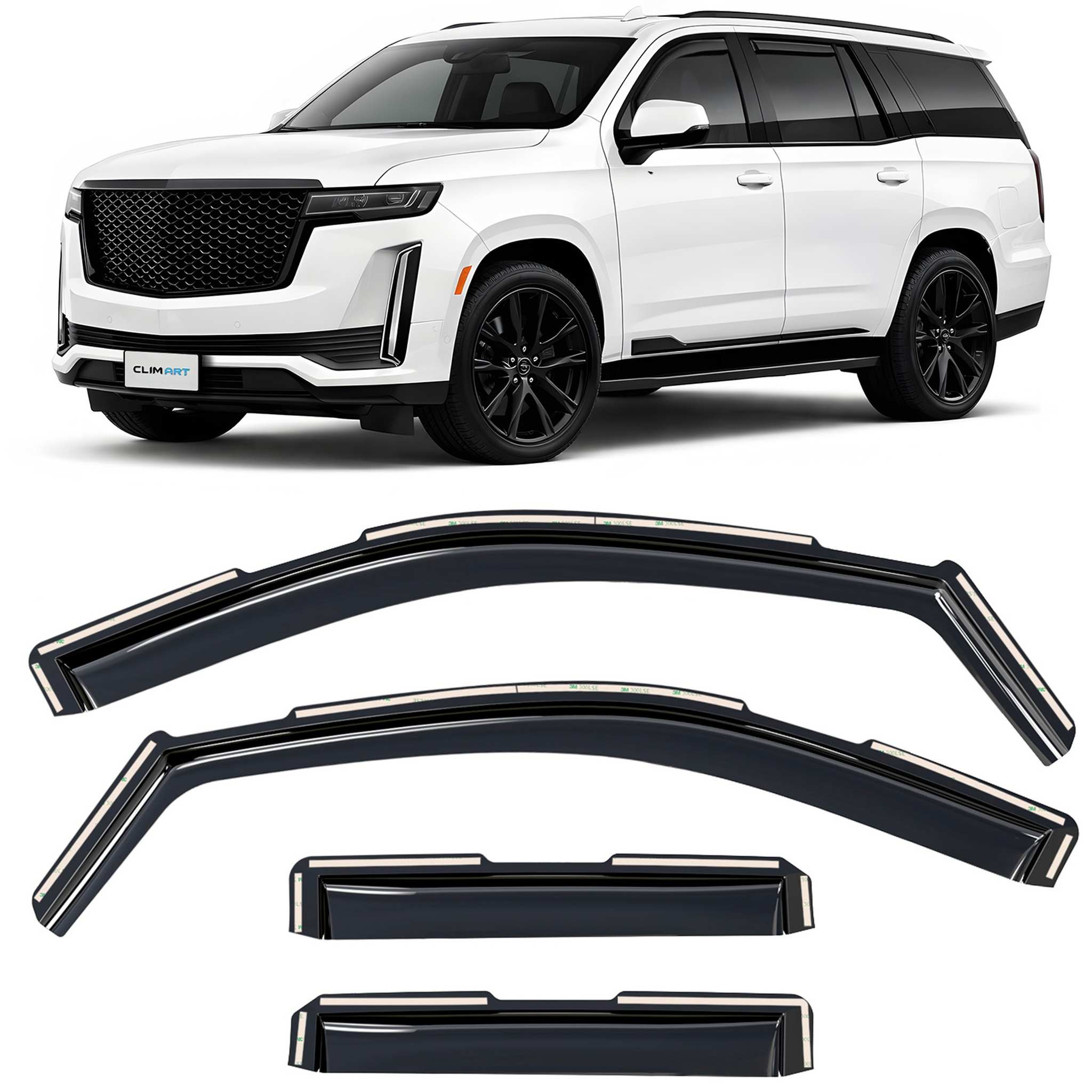 Clim Art Wind Deflectors for Cadillac Escalade Chevy Tahoe 2021-2026 Dark Smoke