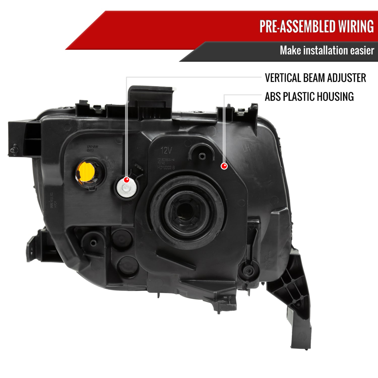 2003-2008 Honda Element Factory Style Headlights Matte Black/Clear Lens