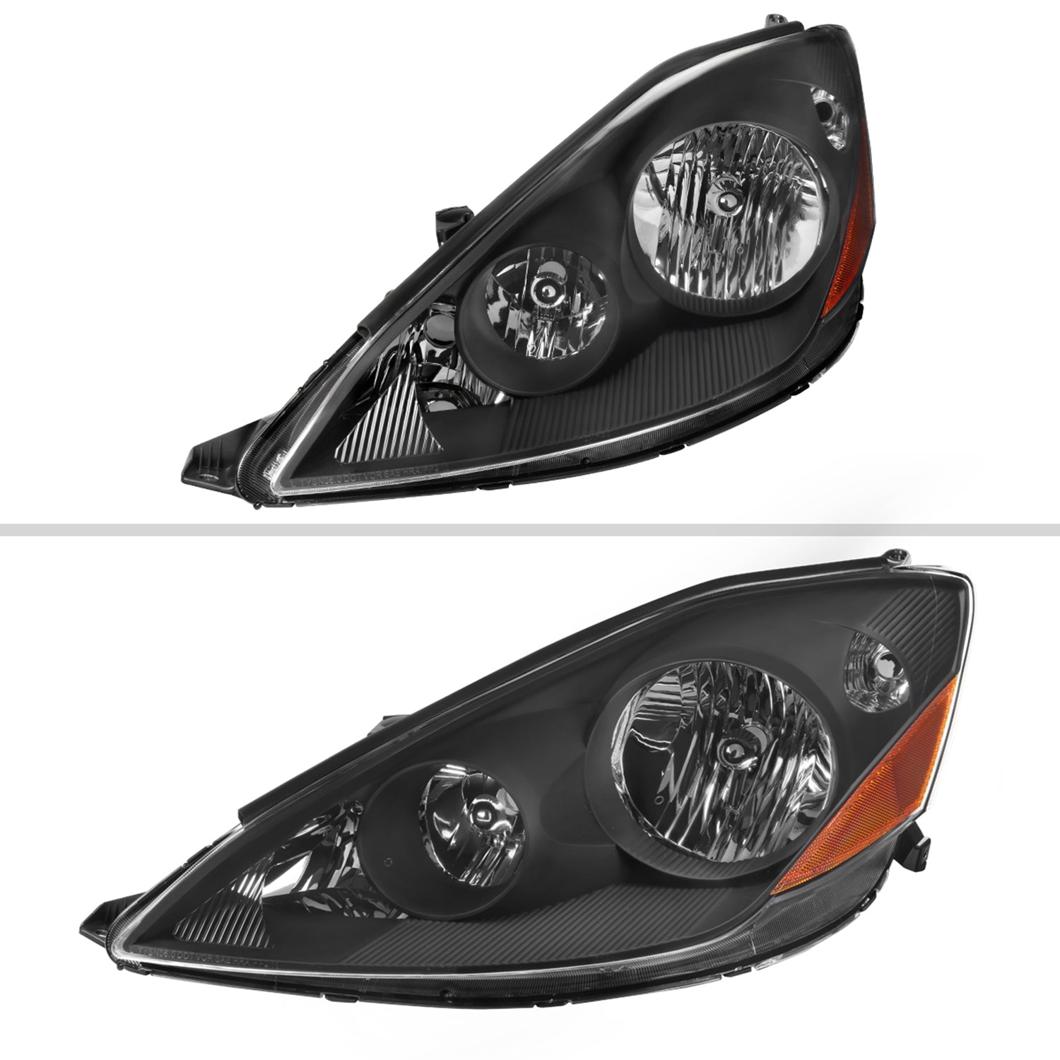 2006-2010 Toyota Sienna Factory Headlights w/Amber Reflector Matt Black/Clear