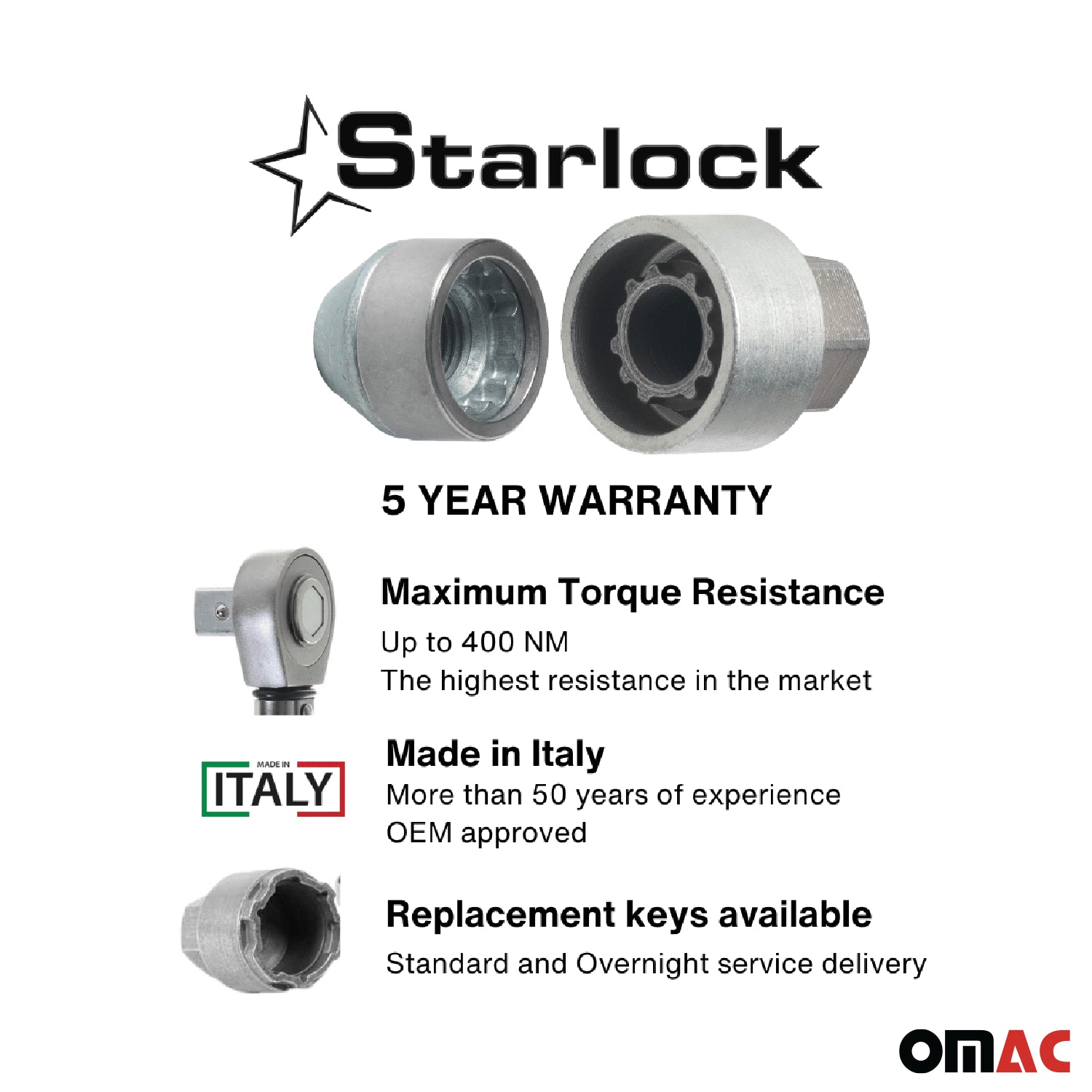 Wheel Lock Kit for Ford F-250 Super Duty M14X1,5 Galvanized Silver 4Locks & 1Key